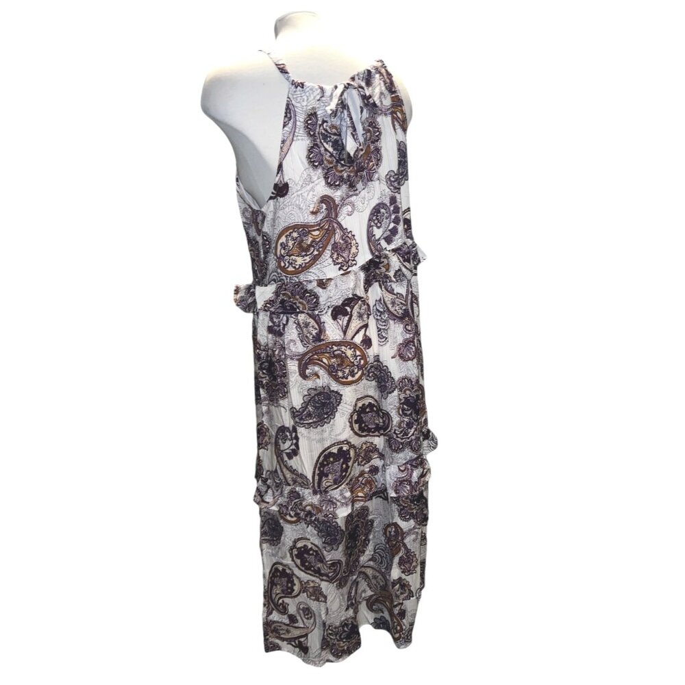 Band of the Free Liliane Paisley Tiered Maxi Dress Sz Small Purple & Cream - Picture 9 of 10